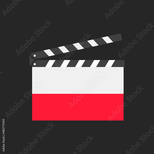 Movie clapperboard with Polish flag. Vector