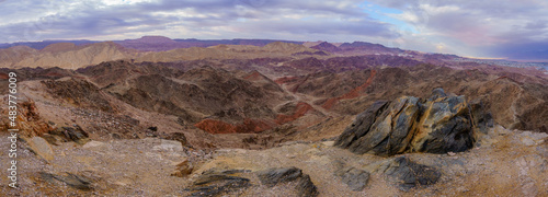 Eilat and its mountains panorama from Mount Tzfahot