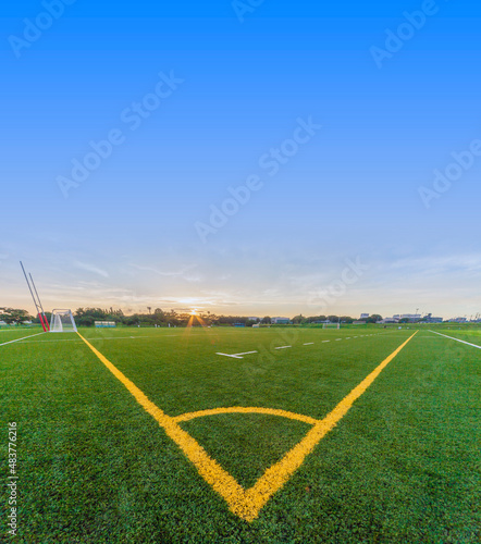 サッカー場　ラグビーグランド　ゴール　野球場　夕焼け　河川敷グランド