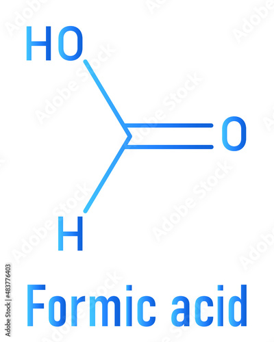 Formic acid molecule. Present in ant venom and in stinging nettle. Skeletal formula.