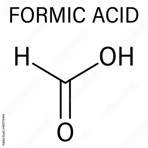Formic acid molecule. Present in ant venom and in stinging nettle. Skeletal formula.