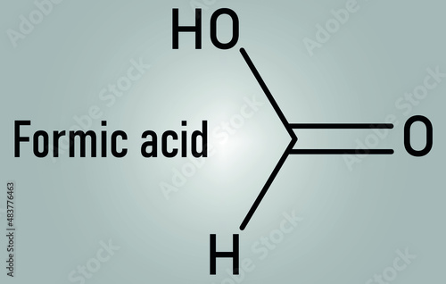 Formic acid molecule. Present in ant venom and in stinging nettle. Skeletal formula.