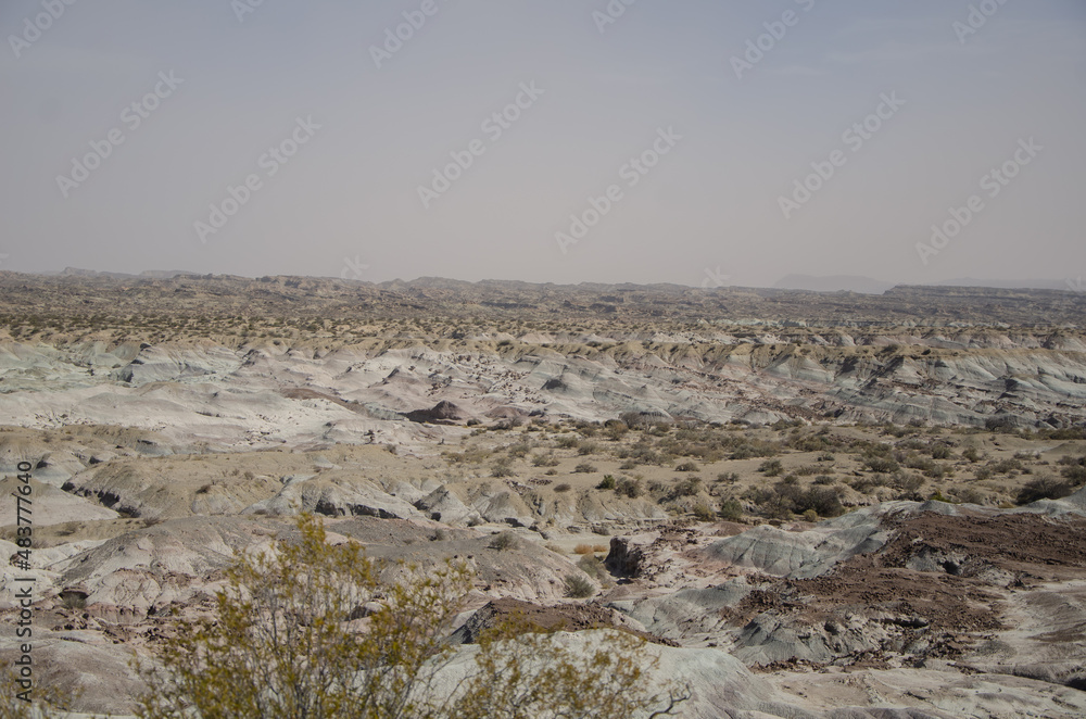 The dry arid desert landscape of the Moon Valley in Argentina The dry arid desert landscape of the Moon Valley in Argentina