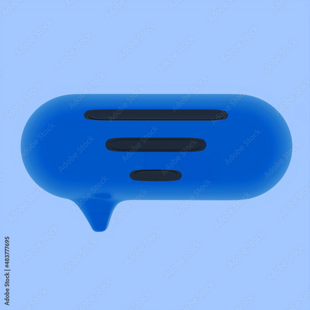 3d illustration social media notification icon, bubble speech on a blue background 3d illustration social media notification icon, bubble speech on a blue background