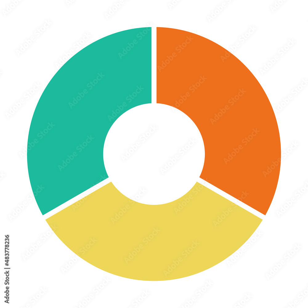 Infographic pie chart. Cycle presentation diagram 3 section. Vector isolated on white background Infographic pie chart. Cycle presentation diagram 3 section. Vector isolated on white background