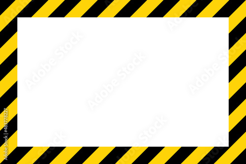 Black and yellow diagonal line striped. Blank vector illustration warning background. Hazard caution sign tape. Space for text