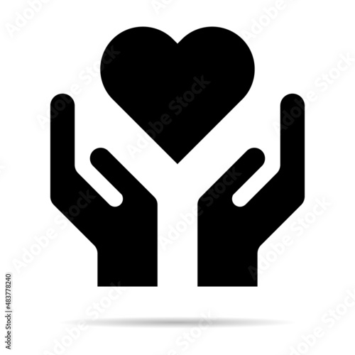 Hope icon, human hand with heart symbol,  help and protection  graphic design, support vector illustration