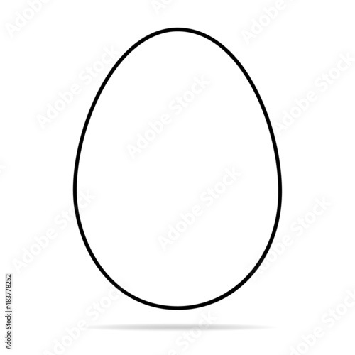 Egg icon with shadow, shell easter symbol, healthy nature food, vector illustration, farm organic protein