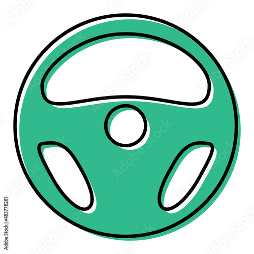 Auto car steering wheel icon, vehicle tire rim symbol, automotive race sport sign vector illustration