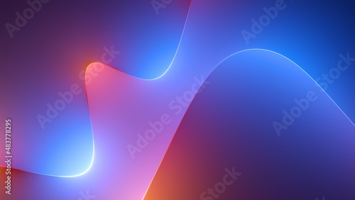 3d render, abstract colorful background illuminated with colorful neon light. Glowing curvy line. Simple wallpaper © wacomka