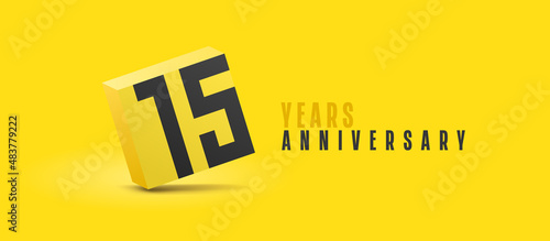 15 years anniversary vector icon, logo. Isolated graphic number