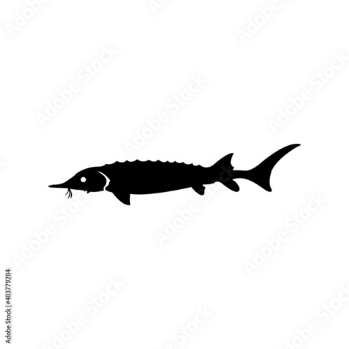 Fish icon vector illustration. Black background