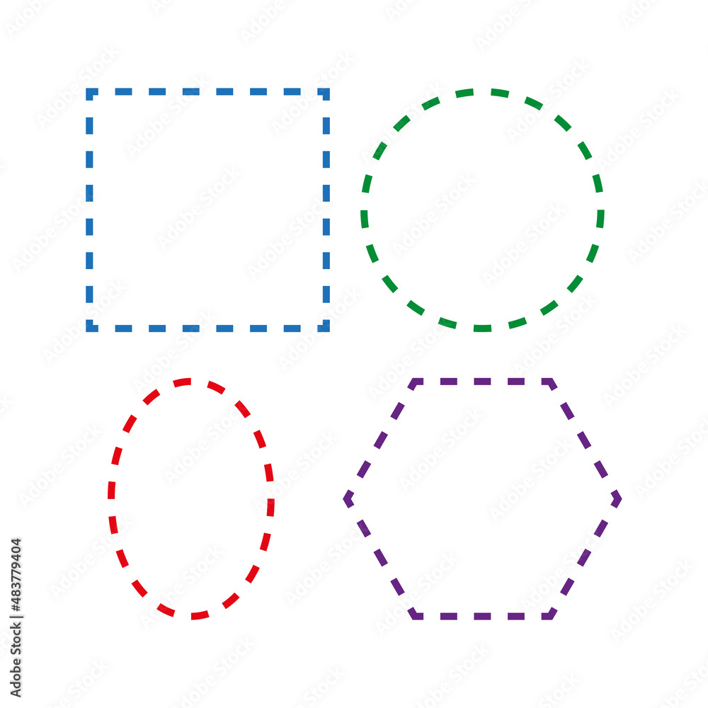 Geometric shapes with a dotted line. Simple vector illustration on a white background. Geometric shapes with a dotted line. Simple vector illustration on a white background.
