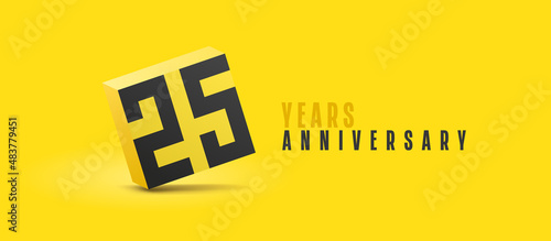 25 years anniversary vector icon, logo. Isolated graphic number
