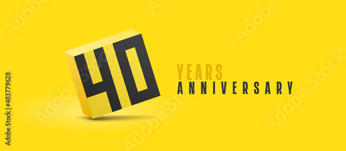40 years anniversary vector icon, logo. Isolated graphic number