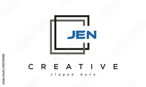 creative initial Three letters JEN square logo design photo