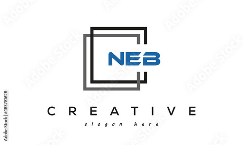 creative initial Three letters NEB square logo design