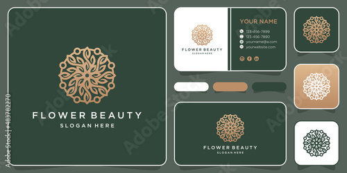 Feminine beauty flower logo design with abstract luxury concept