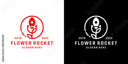 Beautiful rose and rocket symbol logo