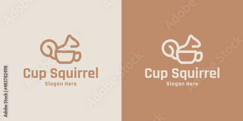 Cup squirrel logo design vector