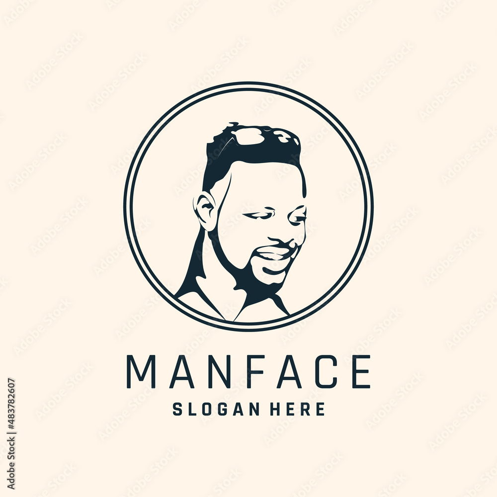 Cool and charming face man logo