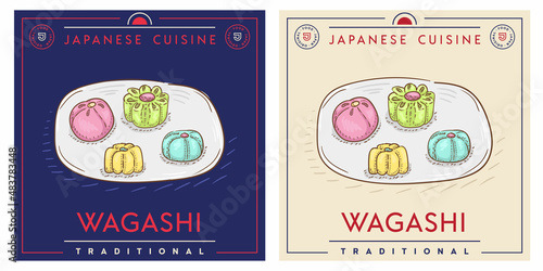 Billede på lærred Wagashi - traditional Japanese sweet food dessert