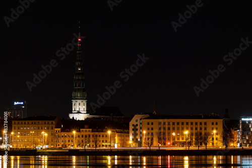 Night city view in Riga, Latvia