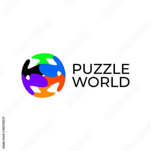 Puzzle World simple logo design