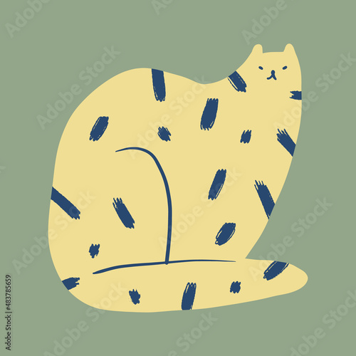 Valentine cat groovy cute comic character boho doodle modern art print funny handdrawn childish cartoon funky trendy style vector illustration clipart