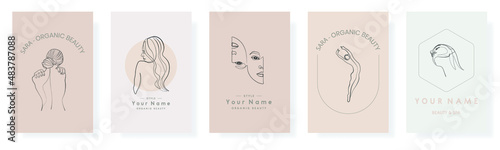 continuous line logo woman modern cosmetic beauty fashion vector illustration one line