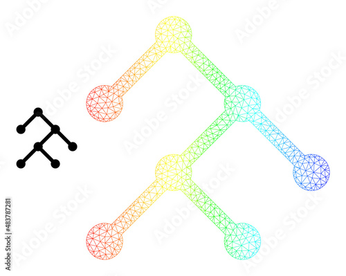Spectrum vibrant mesh binary structure. Vector model based on binary structure icon. Vibrant carcass mesh icon.