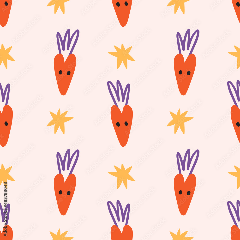 Fototapeta premium Valentines hearts groovy boho doodle modern art print funny handdrawn childish cartoon funky trendy style vector illustration clipart seamless pattern print