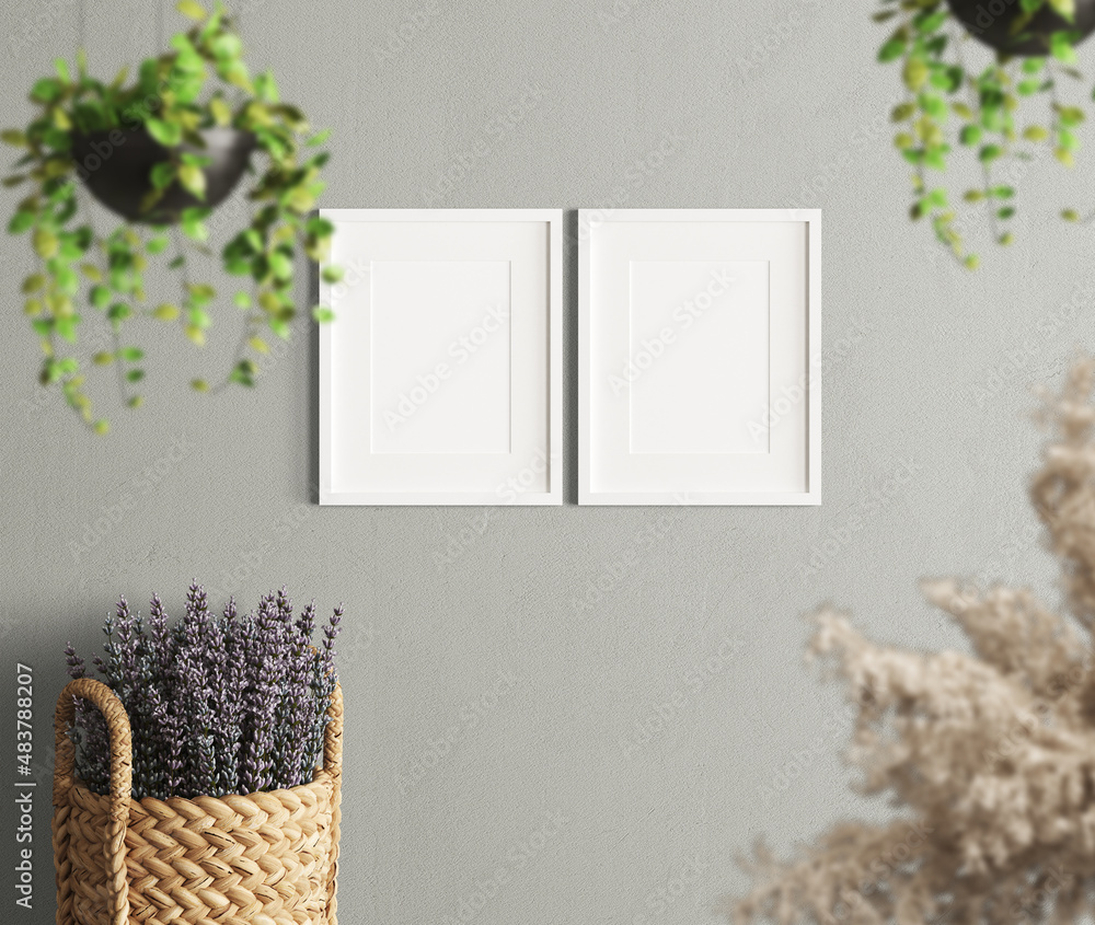 Fototapeta premium Boho Frame Mockup - Boho Frame - Blank Frame - White Frame - Frame Mockup - Frame Template