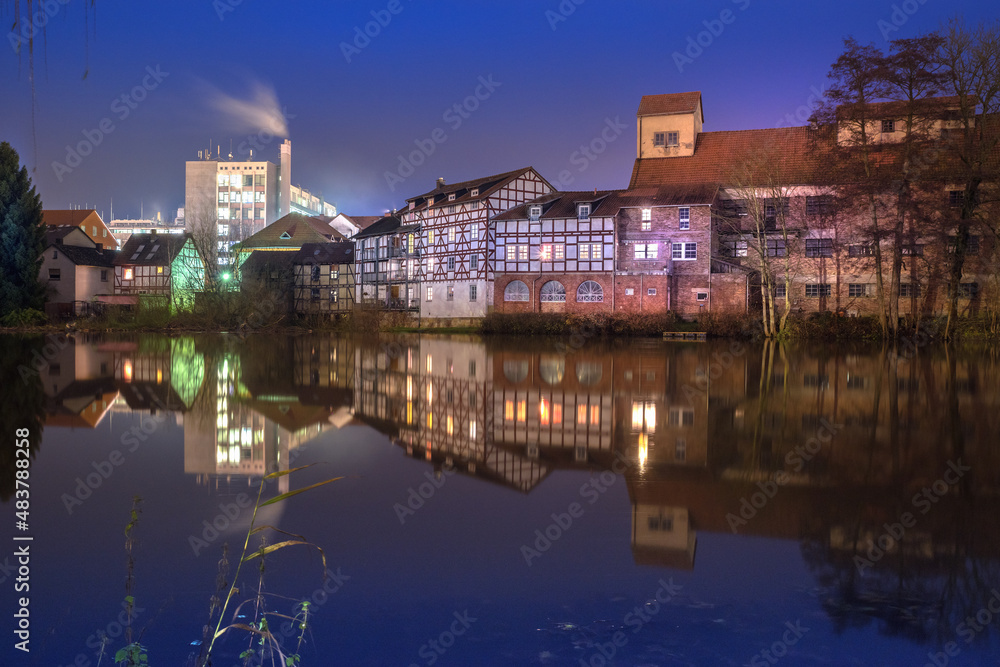 Melsungen, Fulda, Gerbergasse bei Nacht
