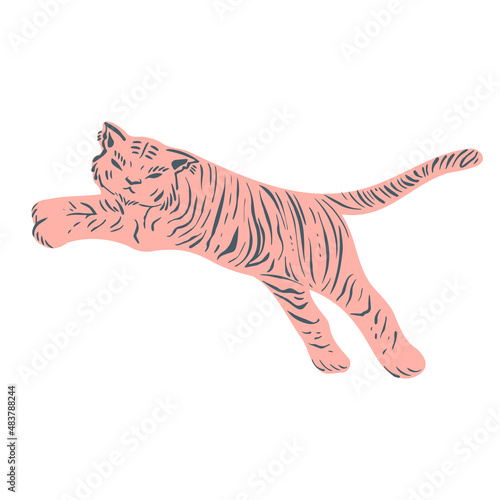 Isolated vector illustration design of a lined abstract cute orange tiger