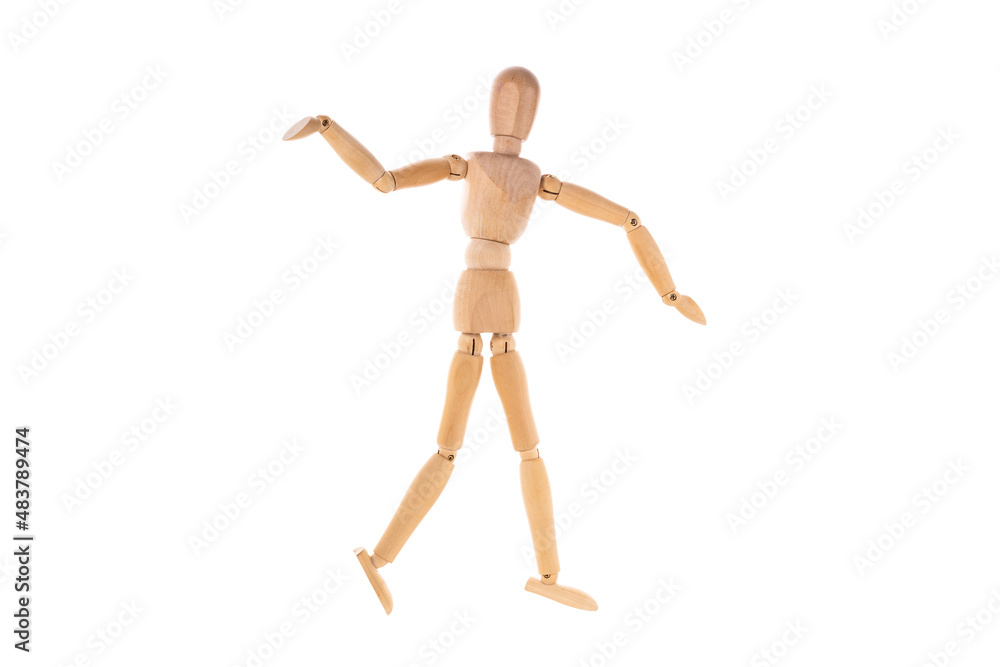 wooden man dancing isolated on white background wooden man dancing isolated on white background