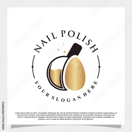 Nail polish logo design template with golden gradient style color Premium Vector