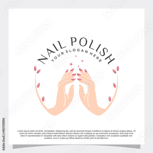 Nail polish logo design with modern concept and creative element Premium Vector