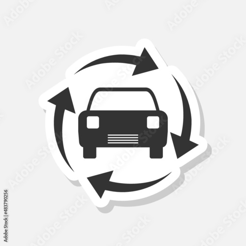Circle car sharing icon sticker isolated on white background
