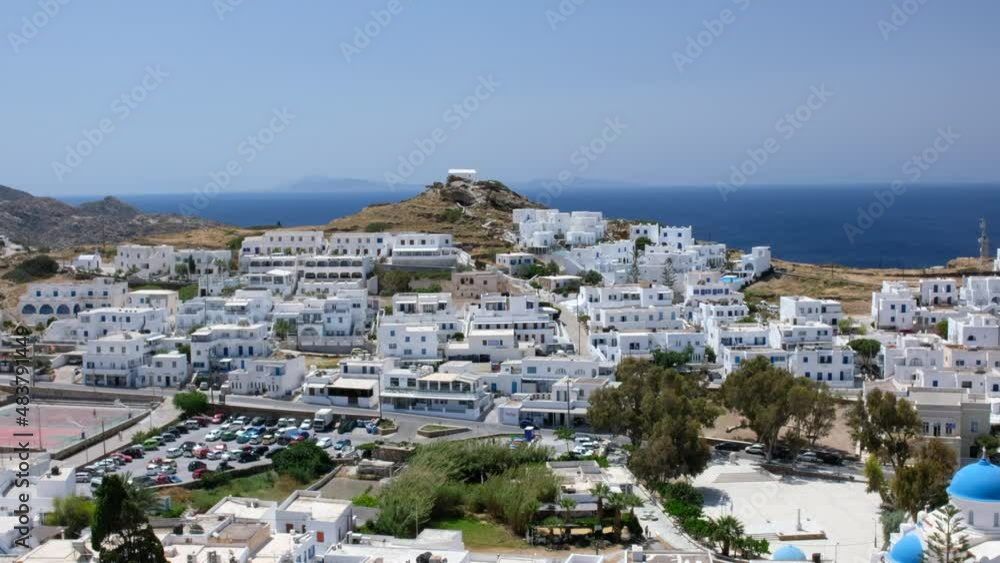 Panoramic view of the beautiful village, also known as Chora, of Ios in Greece Panoramic view of the beautiful village, also known as Chora, of Ios in Greece