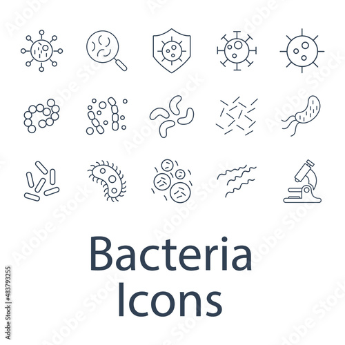Bacteria icons set . Bacteria pack symbol vector elements for infographic web