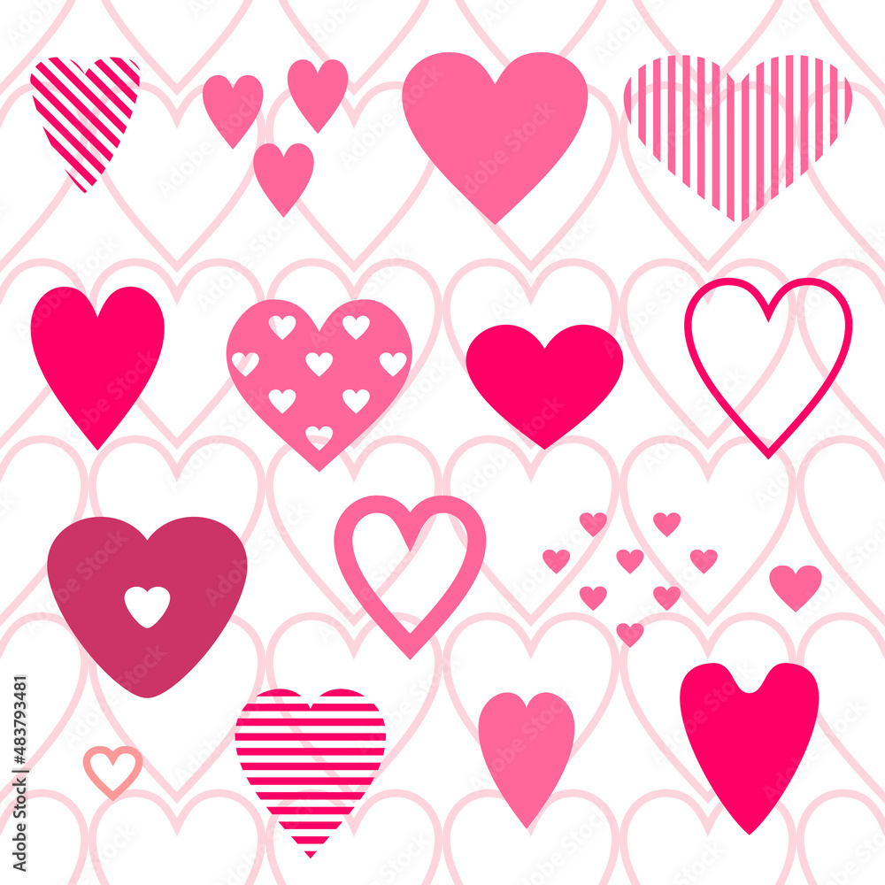 Seamless pattern with hearts. Vector wallpaper.