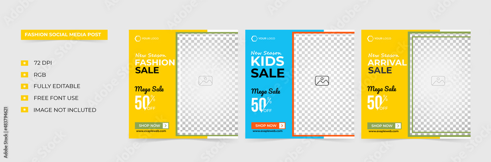 Obraz premium Fashion sale social media post template. Vector illustration.