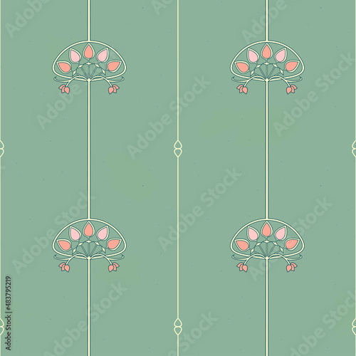 Art Nouveau. Seamless pattern, wallpaper in Art Nouveau style. Vector.