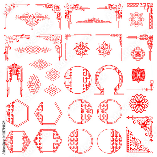 Asian Chinese and Japanese style Traditional clouds  
oriental Tribal pattern China elements ornament 
background for design prints Abstract flat cartoon 
backdrop Geometric texture 