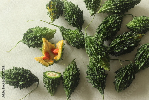 Fényképezés Bitter gourd, also known as pavakka or karela is a tropical vine that belongs to