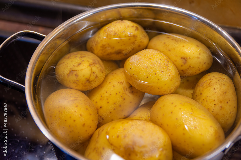 potatoes in a pot full of water potatoes in a pot full of water
