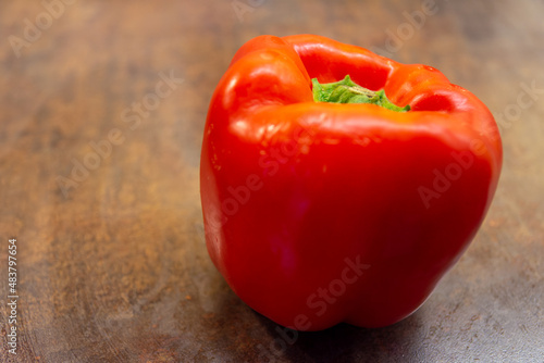 single red pepper in close-up