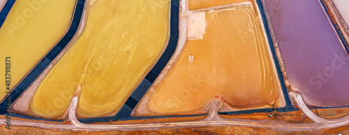 Slika na platnu Potash mineral deposit settling ponds aerial view