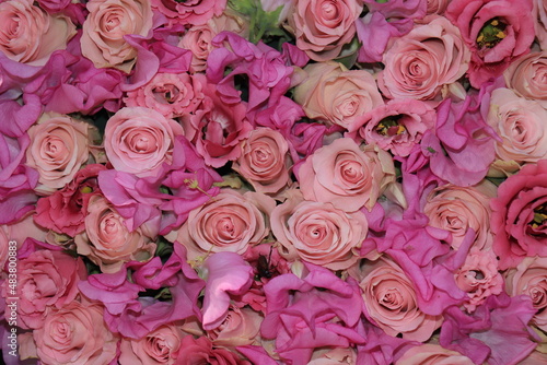 Mixed pink wedding flowers